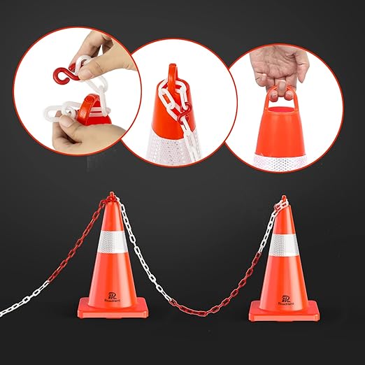 RoadHero Traffic Cones 18 Inch, 12 Pack Safety Cones with Handle, Orange Cones with Reflective Collar, Cones for Parking Lot, Sport and Driving Training, Road Safety, Construction Events