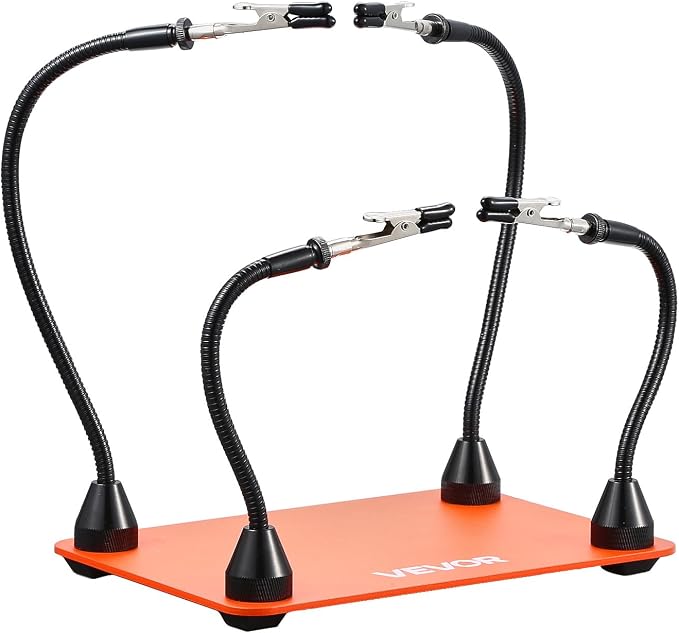 VEVOR Magnetic Helping Hands Soldering Station, 4 Flexible Arms Third Hand Tool, with Alligator Clips & Non-Slip Heavy-Duty Steel Base, Soldering Helping Hands for Electronic Repair Craft Hobby DIY