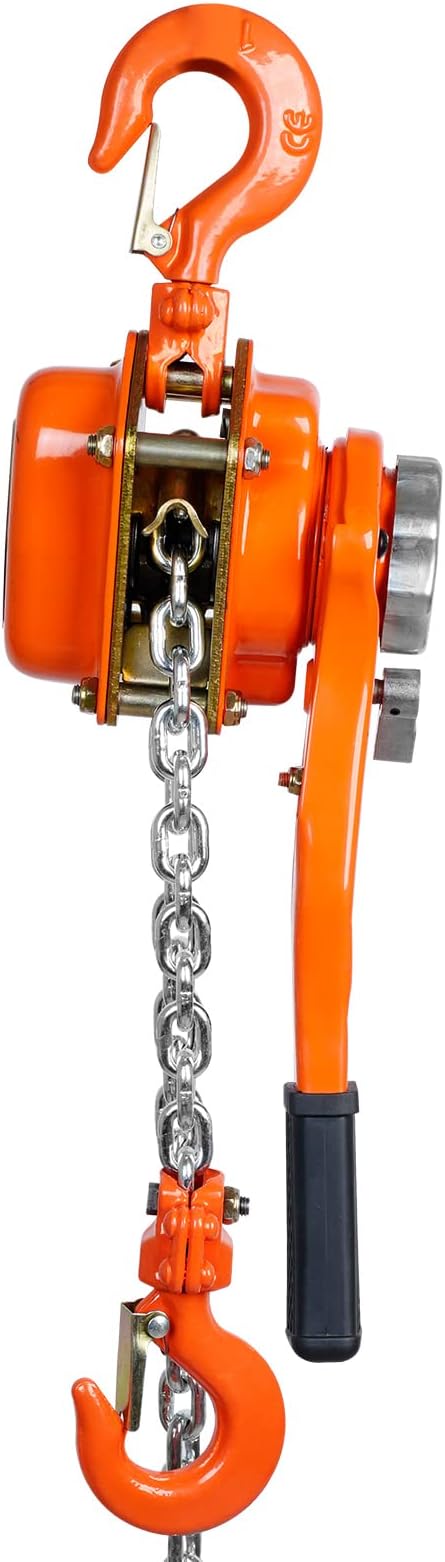 VEVOR Manual Lever Chain Hoist, 3/4 Ton 1650 lbs Capacity 10 FT Come Along, G80 Galvanized Carbon Steel with Weston Double-Pawl Brake, Auto Chain Leading & 360° Rotation Hook, for Garage Factory Dock