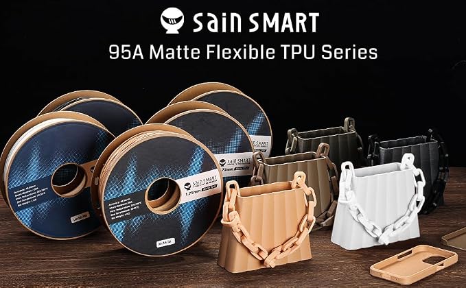 SainSmart Matte TPU Filament, Skin Flexible TPU 3D Printing Filament, 1.75 mm, 1kg (2.2LB), Dimensional Accuracy +/- 0.04 mm, 95A Soft