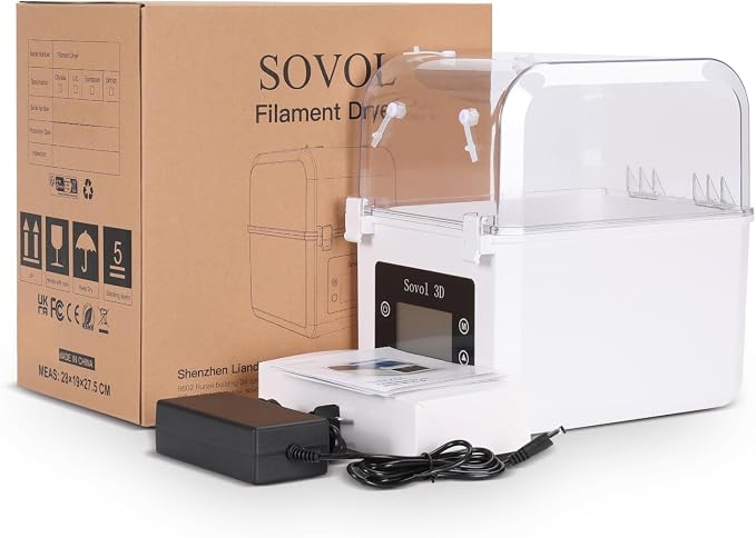 Sovol Filament Dryer 2026, SH01 Filament Dehydrator 3D Printer Spool Holder with Upgraded Fan, Dry Box for Keeping Filament Dry, Compatible with 1.75mm, 2.85mm PLA PETG TPU ABS