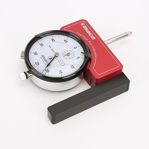 Rigid Lathe Tool Post Indicator Holder for 4-Jaw Chuck Centering & Runout Checks, .0005" Dial Indicator, AXA/BXA Quick Change, Mini Lathe Machinist Accessories