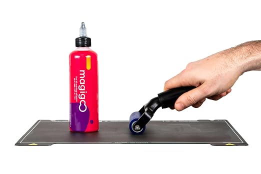 Magigoo - Glide Kit - 3D Printer Adhesive with Roller for Prosumers and Studios - Long Lasting and Reduces Warping for ABS, PLA, PETG, HIPS, TPU on Glass, Flex Plate, PEI, Buildtak, and Kapton (250ml)