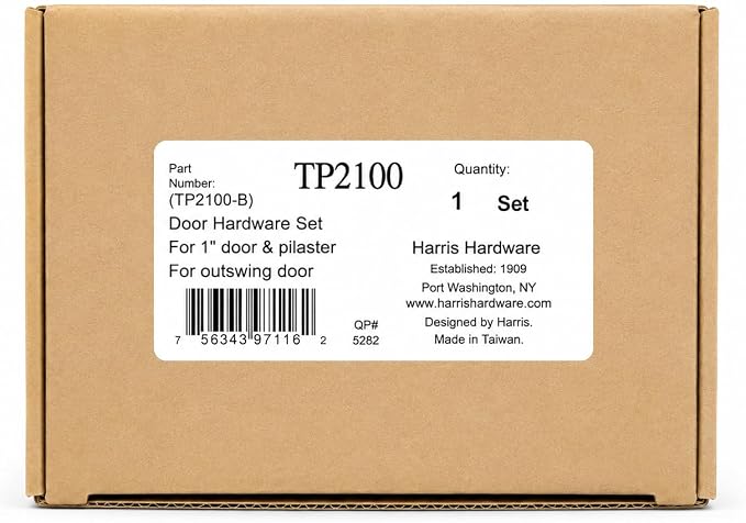 Harris Hardware TP2100 Toilet Partition Die Cast Zamac Complete Outswing Door Hardware Set, 1 in. Door 1-1/4 in. Pilaster