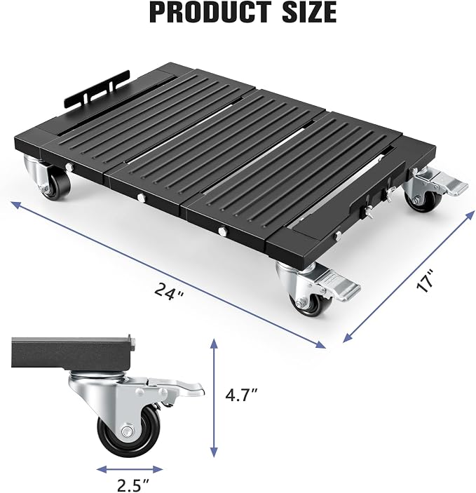 KEDSUM 1800LBS Furniture Dolly with Panel, Heavy Duty Appliance Dolly with 100% Thicken Steel Frame, Flat Movers with Brake System, All Terrain Used for Moving, Warehouse, 24 in. x 17 in.