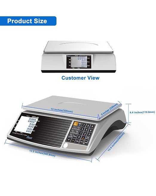 EW Digital Commercial Price Computing Scale PS6 – NTEP Certified Class III Legal for Trade Food Scale | 60 lb Capacity | Retail Weighing Scale for Meat Fruit & Grocery(CO#19-141) (Battery)