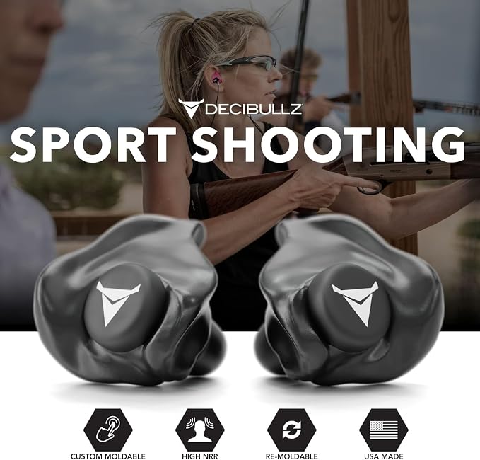 Decibullz - Custom Molded Earplugs, 31dB Highest NRR, Comfortable Hearing Protection for Shooting, Travel, Work and Concerts