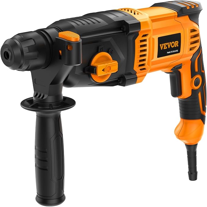 VEVOR 1 Inch SDS-Plus Rotary Hammer Drill, 8 Amp Corded Drills, Heavy Duty Chipping Hammers w/Safety Clutch, Electric Demolition Hammers, Taladro Rotomartillo, Power Tool For Concrete