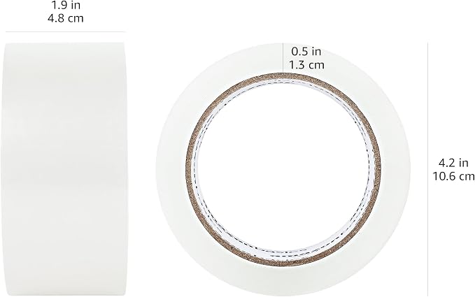 Amazon Basics Strong Plastic Adhesive Packing Tape for Shipping, Sealing Boxes, Moving and Storage, Clear, Low Odor, 1.88 in x 54.6 yds, 12-Pack