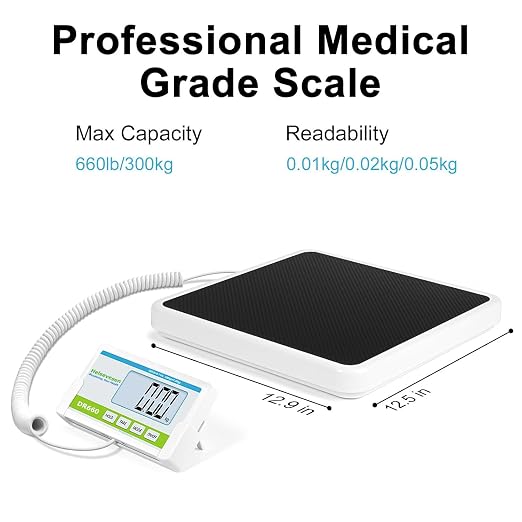 Helsevesen Professional Medical Bariatric Scale, Digital Bathroom Scales, Low-Profile Heavy Duty Bariatric Scale with Anti-Slip Rubber Mat (DR660W)