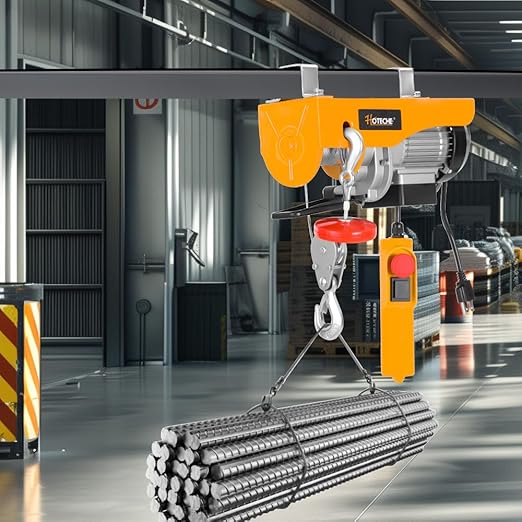 Hoteche 550lb Electric Hoist - 560W Power Lifting Winch with 39ft 3mm Wire Rope - for Garage, Workshop, Construction & Industrial Use