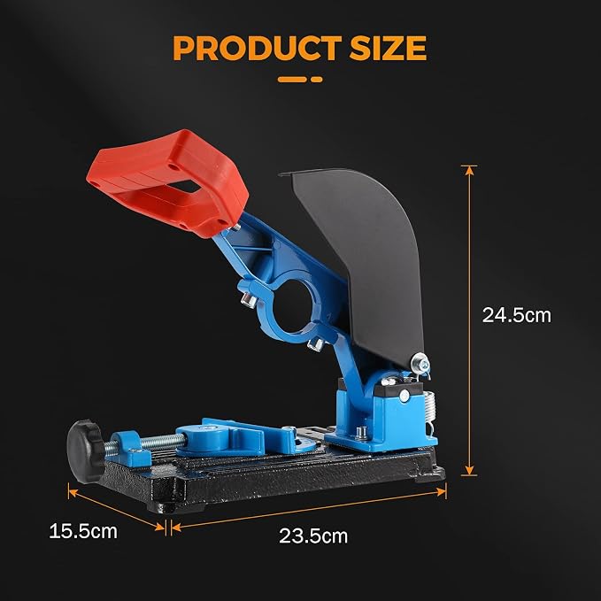 BEAMNOVA Angle Grinder Stand, 45° Adjustable Cutting Tool Holder, Aluminum Fixed Stand for Metal/Wood Cutting, Safety Shield & Spring Loaded for DIYers & Contractors