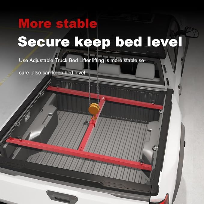 Adjustable Universal Truck Bed Lifter Box Lift for Lift Pickup Beds Powder Coated Heavy Duty Steel Lift for Pickups Trucks, 800 LBS Capacity, Red
