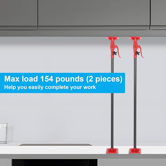Cabinet Jack Support Pole, 4-Pack 45-114 Inch Adjustable Heights Support Pole with 154 lbs Capacity for Cabinet Jack, Cabinet Jacks for Drywall Jack Installing Cabinets Third Hand Support System