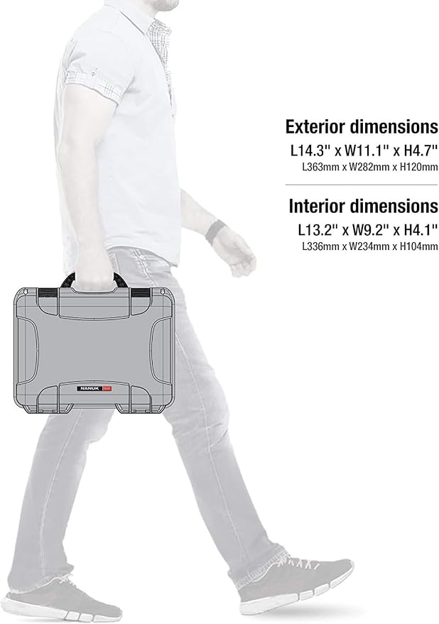 NANUK 910 Waterproof Hard Case with Foam – 14.3” x 11.1” x 4.7”, Protective Case for Camera, Electronics & Gear – Impact-Resistant, Dustproof, Airline Carry-On Approved – Made in Canada, Silver