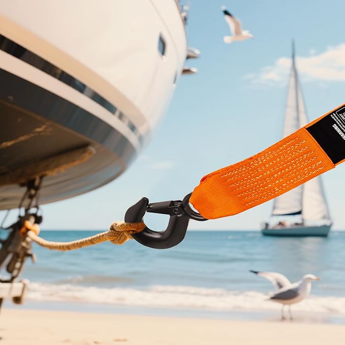 Boat Trailer Winch Strap 2 x 20Inch With Steel Hook 500 LBS Break Strength Winch Strap For Pontoon, Jet Ski, Fishing Boat