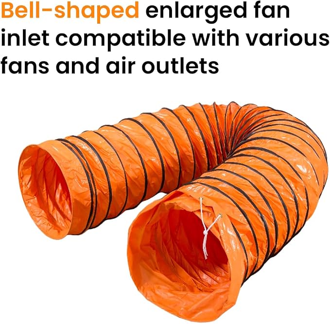 Flexible Ventilation Duct Hosing:12 inch 33FT Portable Ducting Hose for Exhaust Fan with D-ring Vent Pipe Ducting Hose PVC for Garage Basement Tunnel Utility Welding Dust Smoke Ventilation