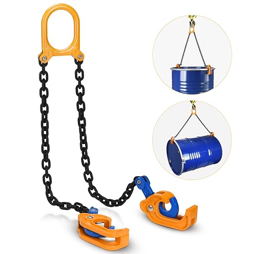 Chain Drum Lifter for 30 & 55 Gallon Drums, 2000 lbs Capacity | Automatic Grip Locking • OSHA-Compliant Safety Design • Grade 80 Chain Assembly • Secure Drum Handling