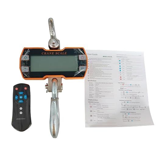 Digital Crane Scale 2000kg 4400lb with Remote Digital Hanging Scale 2 Ton Industrial Heavy Duty Crane Scale Orgnge for Home Farm Factory