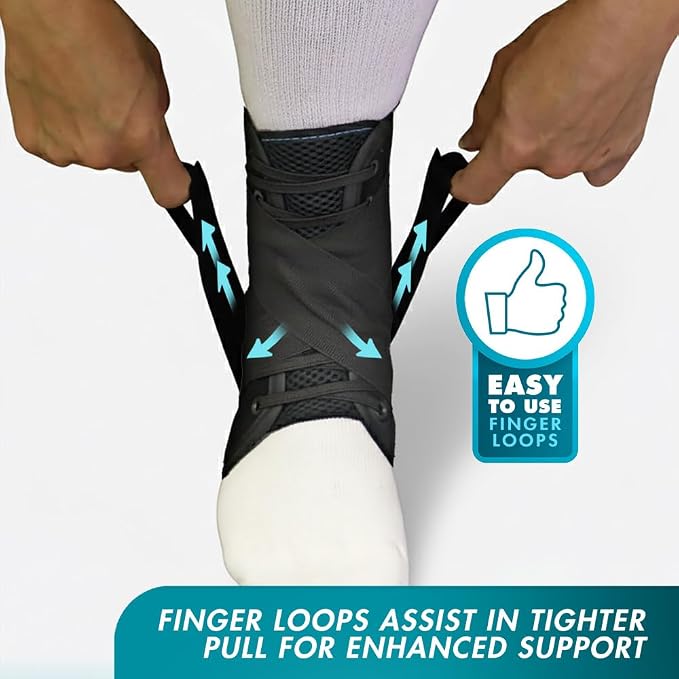 Med Spec ASO Ankle Stabilizer - Lace Up Ankle Brace for Sprained Ankle and Peroneal Tendonitis, Orthopedic Ankle Support for Men, Women, Adults, Teens and Kids, Sports Injury Recovery