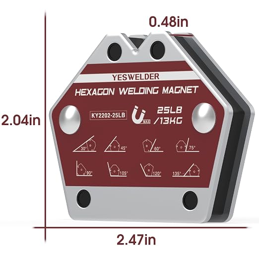 YESWELDR Hexagon Welding Magnets, 25LB 4PCS Multi-Angle Strong Magnetic Welding Holder, Holding Power Welding Accessories