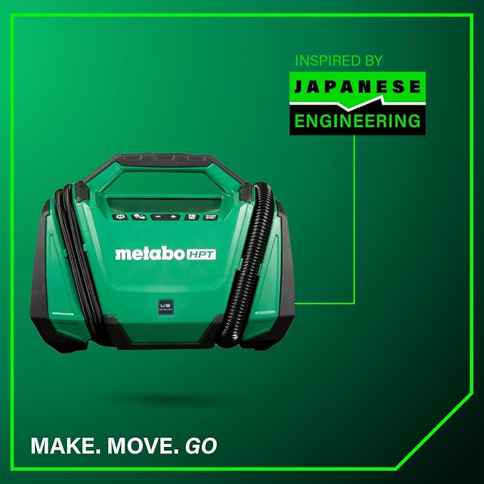 Metabo HPT 18V MultiVolt Cordless Dual Function Inflator, Portable Air Inflator with High Pressure and High Volume Modes, 160 PSI Max Pressure, LED Light, Tool Body Only, UP18DAQ4