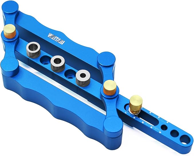 Self Centering Doweling Jig Punch Locator Dowel Jig Kit 1/4 3/8 5/16inch Drill Guide Sleeve Tool Blue