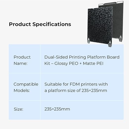 Creality Dual-Sided Printing Platform Board Kit for Ender 3 V3 SE, 3D Printer Glossy PEO + Coated PEI Double Side Build Plate Print Bed for Ender 3 KE, Ender 3 S1, Ender 5 S1, K1, Ender 3 235x235mm