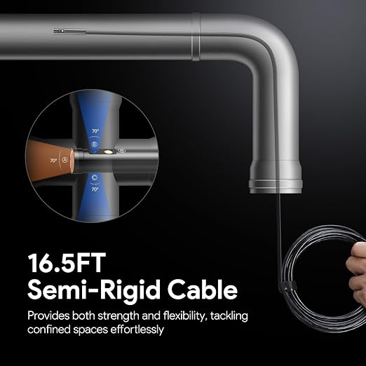 DEPSTECH DS650 210° Two-Way Articulating Borescope Tool, Industrial Endoscope Camera with Lights, 0.24in Slim Probe, DS700SE 7'' IPS Endoscope Camera with Lights, 1080P Triple-Lens Digital Borescope