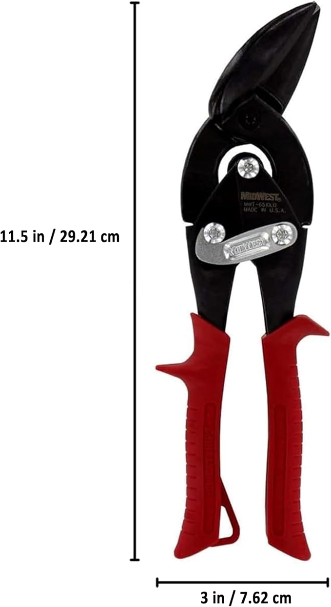 MIDWEST Blackout Series Aviation Snip - Left Cut Offset Tinner Shears, Made in the USA - MWT-6510LO