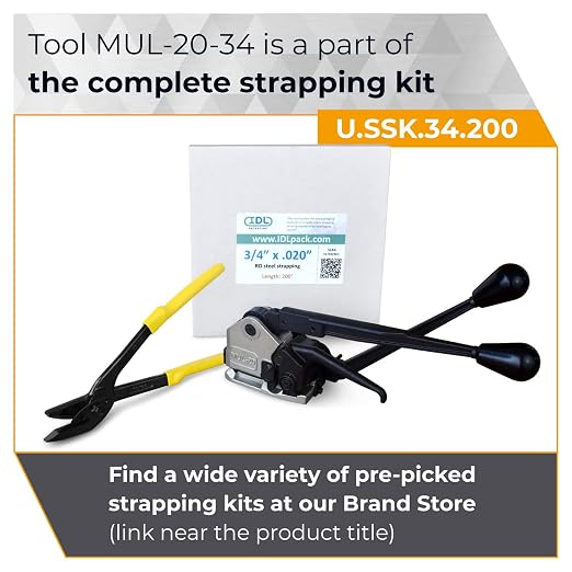 IDL PACKAGING Teknika MUL-20 Heavy Duty Sealless Combination Tool for High Tensile Steel Strapping, Adjustable for 3/4" and 5/8" Strap Width