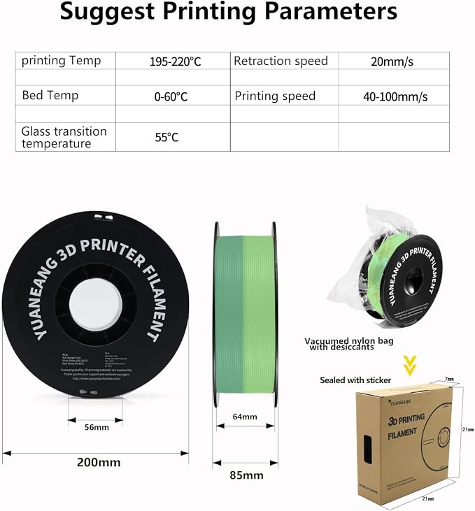Silk Forest Green PLA 3D Printer Filament 1.75mm, 1kg Spool, High-Gloss Silk PLA Material, Smooth Shiny Finish, ±0.03mm Precision, Easy Printing, Ideal for Decorative Models, Artistic Crafts