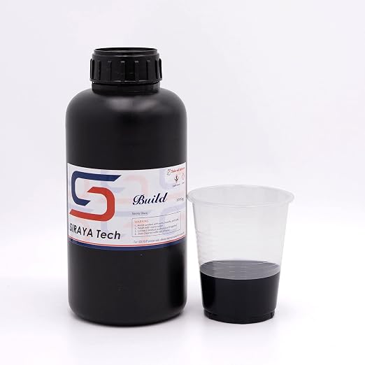 Siraya Tech Build 3D Printer Resin - High Precision Engineering Resin, Non-Brittle, Tappable, Low Warp & Shrink, for Detailed Models & Functional Parts and 8K LCD 3D Printers (Smoky Black, 1kg)