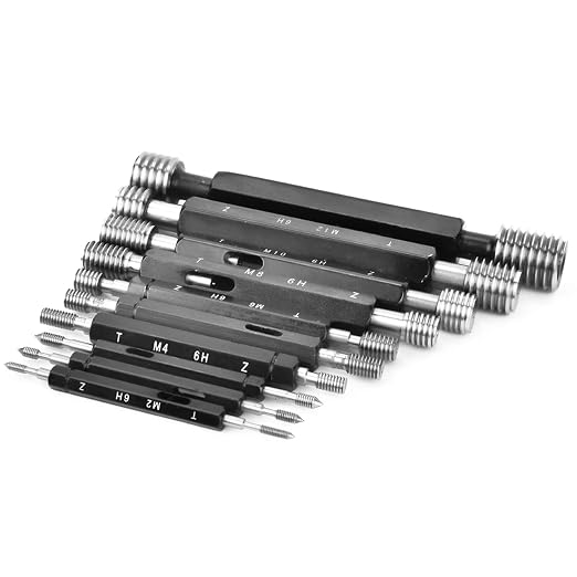 10Pcs Thread Plug Gage Double-End Through-Stop Measurement Hand Tool Thread Plug Gauge(Metric Thread)