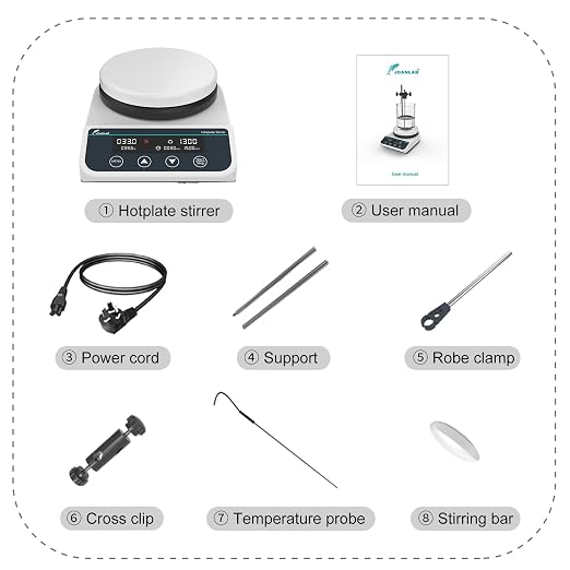Digital Magnetic Stirrer Hot Plate Ceramic Coated Lab Hotplate Magnetic Stirrer Mixer 3000ml | 50-1500rpm Temp Probe Sensor and Stand Included