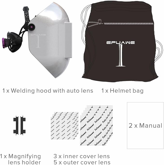 Tefuawe 4 1/2" x 5 1/4" Fibreglass Pipeliner Welding Hood, Gold True Color Auto Darkening Welding Lens, Extra Large Viewing Area 3.93" x 3.66", 5-9/9-13 Variable shades, Optical class 1/1/1/1