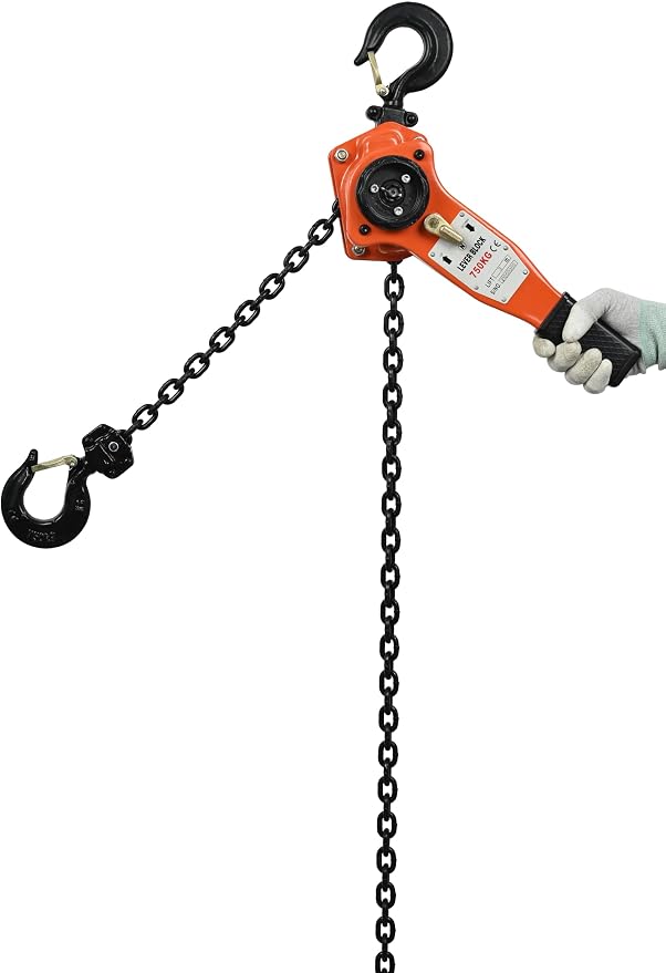 Lever Chain Hoist, 1.5 Ton / 3300 lbs Capacity, 10ft G80 Chain, Manual Ratchet Hoist for Lifting, Pulling and Binding Heavy Loads | TUV GS & CE Certified for Professional Use