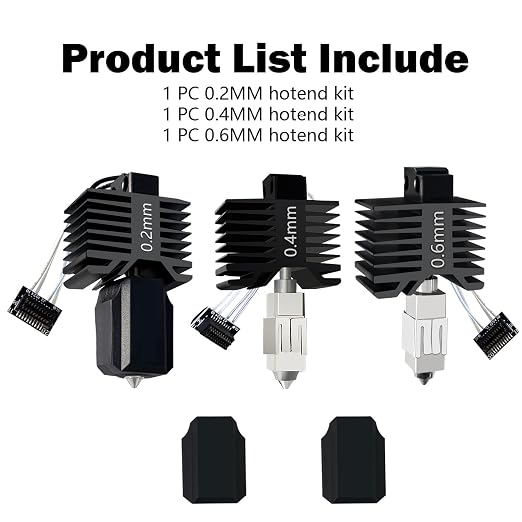 Upgraded 3PK 0.2MM 0.4MM 0.6MM P1S/P1P Hotend, Integrated Nozzle Leak-Proof | Hot End Full Assembly, Print Head Nozzle Extruder, High Temperature Sensor, Ceramic Thermistor, Quick-Swap for Bambu Lab