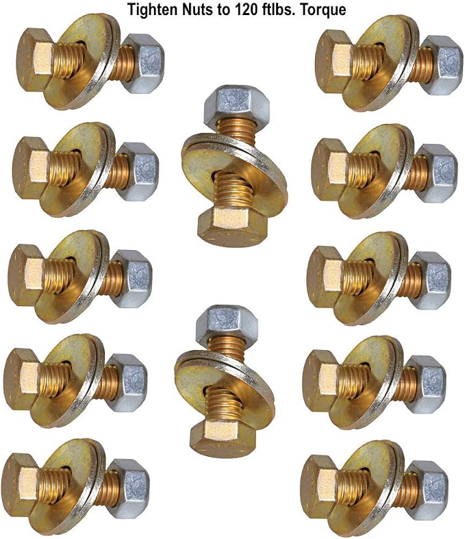 GEN-Y Executive Mount/Bolt kit, 12-5/8” x 2” Grade 8 Bolts, 12-5/8" Steel Lock Nuts, 24 - Flat washers