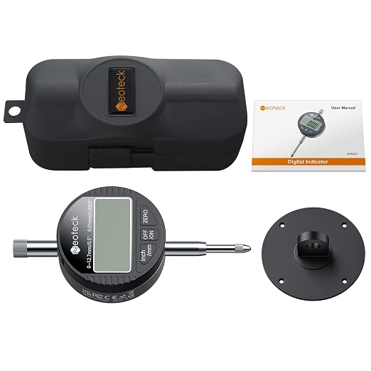 Neoteck 0-12.7mm/0.5" Digital Dial Indicator with 0.01mm/0.0005" High Precision Dial Gauge with LCD Display,Inch/Metric Conversion,Zero Setting,for Lathe, Runout Measurement,Mechanical Workshop