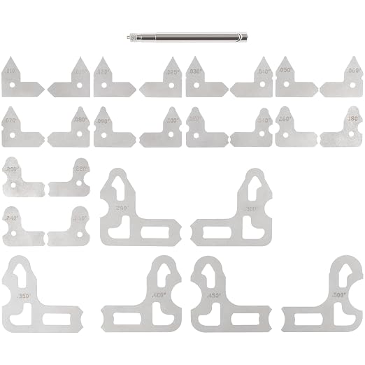 26 Pc Radius Gauge Set 0.010'' to 0.500'' Gauges with Holder, 3602-5025 Radius Measuring Tool