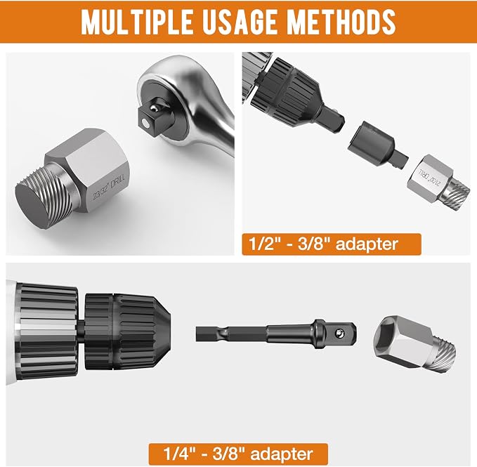 XEWEA Upgrade Screw Extractor Set, 27 PCS 3/8" Inch Drive Easy Out Bolt Extractor Set, Multi-Spline, for Removing Broken Studs, Bolts, Screws - More Convenient