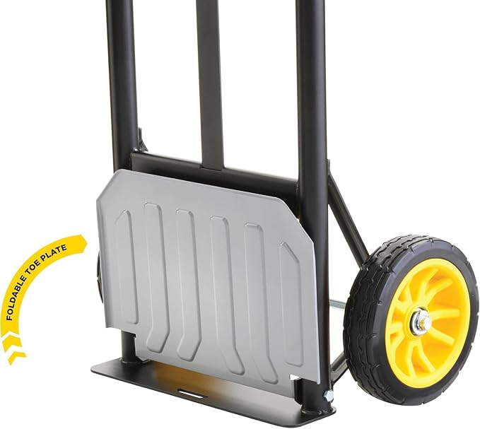 Gorilla 400 lbs. Convertible Steel Hand Truck, Simple Flatbed Conversion; Wide Grip Telescoping Handle, Flat-Free Tires