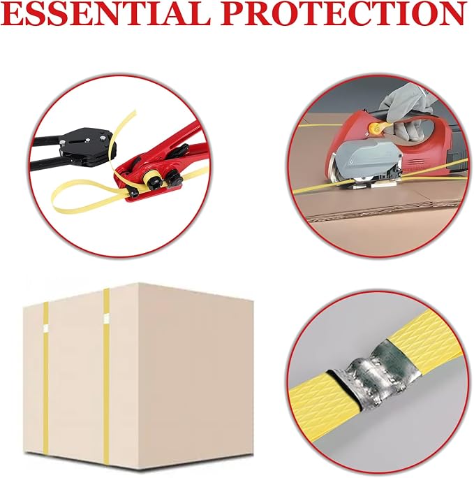 Banding Strapping Kit, Poly Strapping Kit, Packaging Banding Tool with 1/2" Width, 2600 ft Length Polypropylene Strapping Coil Roll and Dispenser Box – Certified 300 lbs Break
