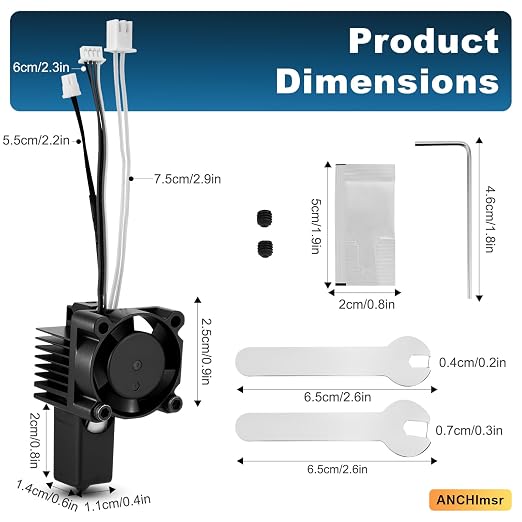X1 Series Hotend Kit, Complete Assembly for Bamboo Lab X1 X1C 3D Printers, 0.4 mm Hardened-Steel Nozzle, Ceramic Heater, Thermistor, Fan and Extruder Heating Block Replacement