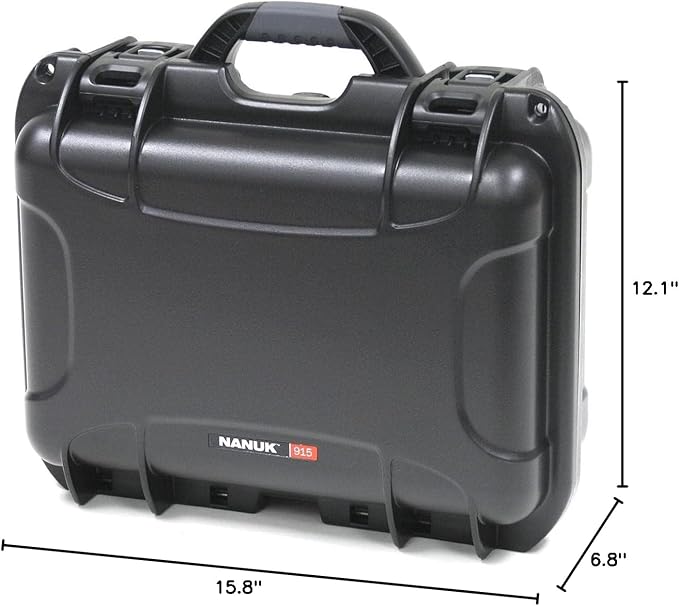NANUK 915 Empty Hard Case, IP67 Waterproof, Dustproof and Impact Resistant, 13.8” x 9.3” x 6.2” – Rugged Construction for Ultimate Protection, Made in Canada – Black