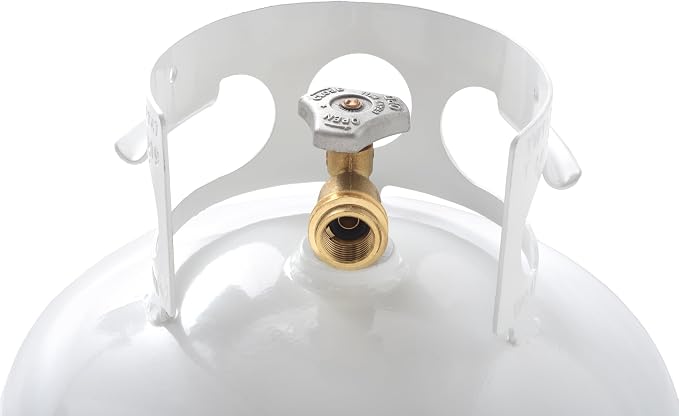 Flame King YSN201b 20 Pound Steel Propane Tank Cylinder with Type 1 Overflow Protection Device Valve for Grills and BBQs, White