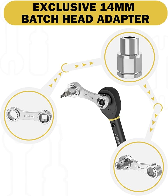 ANPUDS 17 Pcs Metric Torque Adapter Set, 8-22mm, 12-Point Extension, 3/8" | 1/2''+1/4'' + Bit Adapter, Cr-Mo Steel, Torque Wrench Adapter, for Engine Bay, Brake, Suspension & Tight Access, Silver