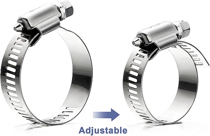 Hose Clamp Assortment- Vesmikit 180 PCS Stainless Steel Hose Clamps Kit 1/4"–2"(6-51mm) Worm Gear Clamps for Fuel Line, Plumbing, Automotive, Mechanical Applications, Pipe, Tube, Radiator, Garden
