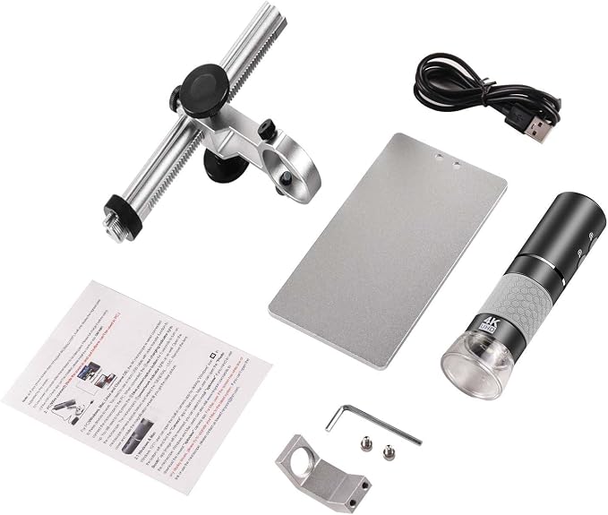 4K Microscope with Professional Stand for iPhone Android PC, 50-1000X Digital USB Microscope Endoscope HD Camera for All Cellphones iPad Android Tablet Windows Mac Chrome Linux